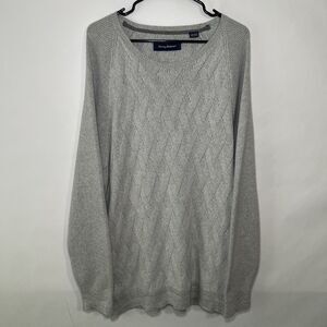 Tommy Bahama Pullover Round Neck Sweater Mens Size XXL 2XL Gray Diamond Knit Hvy